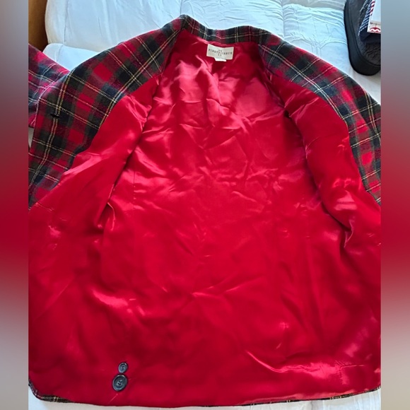Vintage First Issue Red Plaid Wool Blend Blazer - Picture 4 of 7